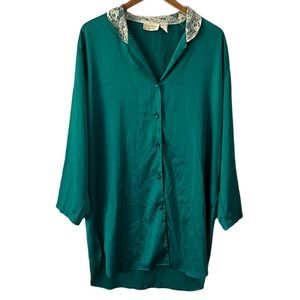 Victoria’s Secret Gold Label Satin Emerald Green Night Gown Size M/L